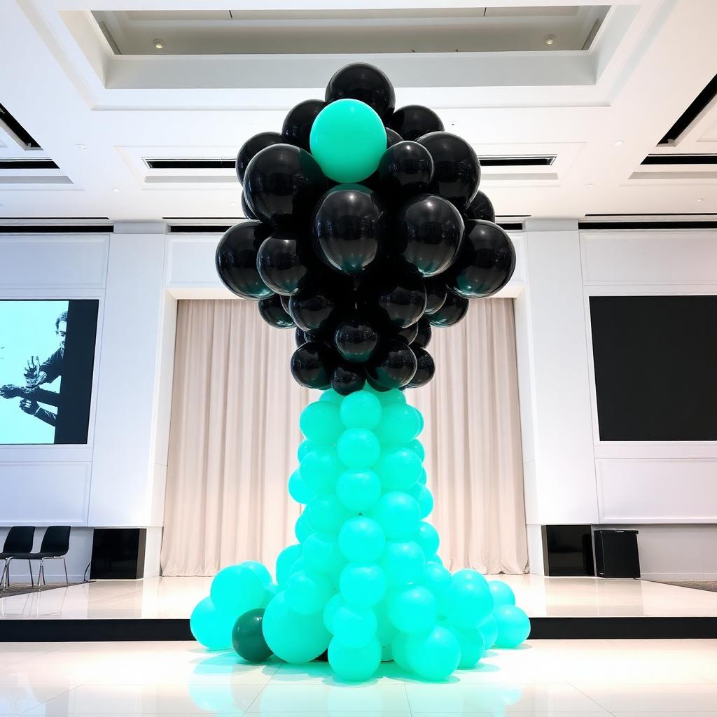 Columna de globos corporativa turquesa y negro