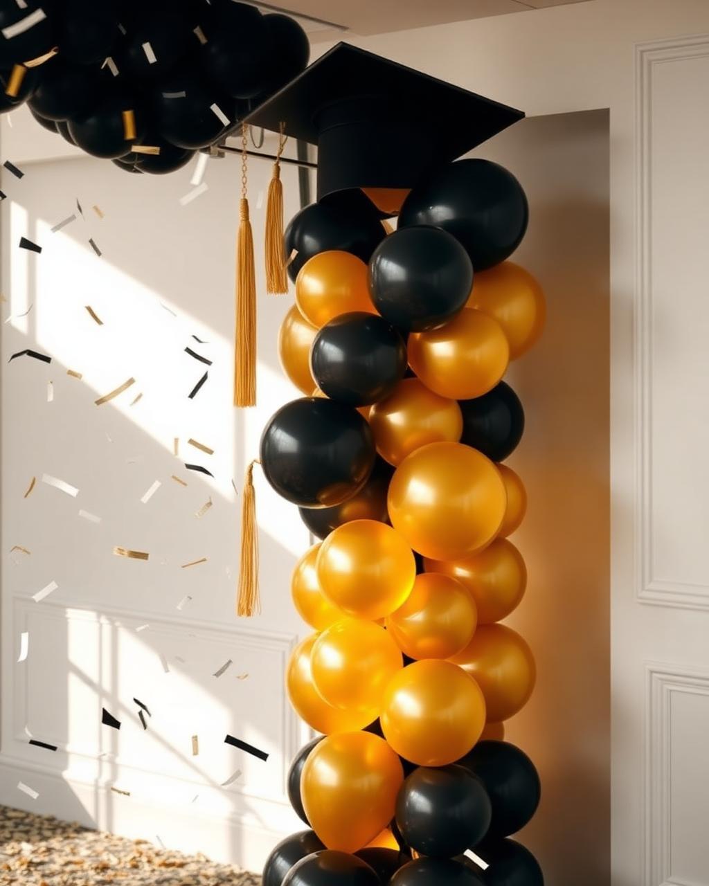 Decoración de graduación negro y dorado